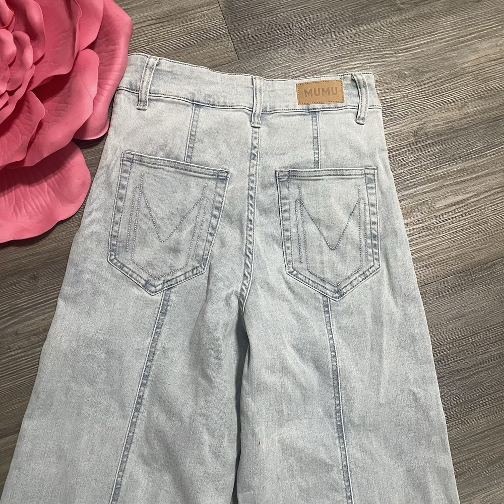 SHOW ME YOUR MUMU Sz 27 Ashbury Glacier Blue Denim‎ Wide Leg Jeans Western Boho - Picture 11 of 16